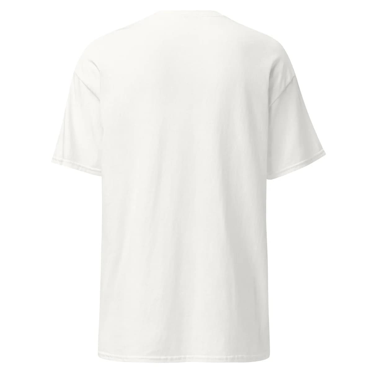 Back of the white tee, plain and unprinted